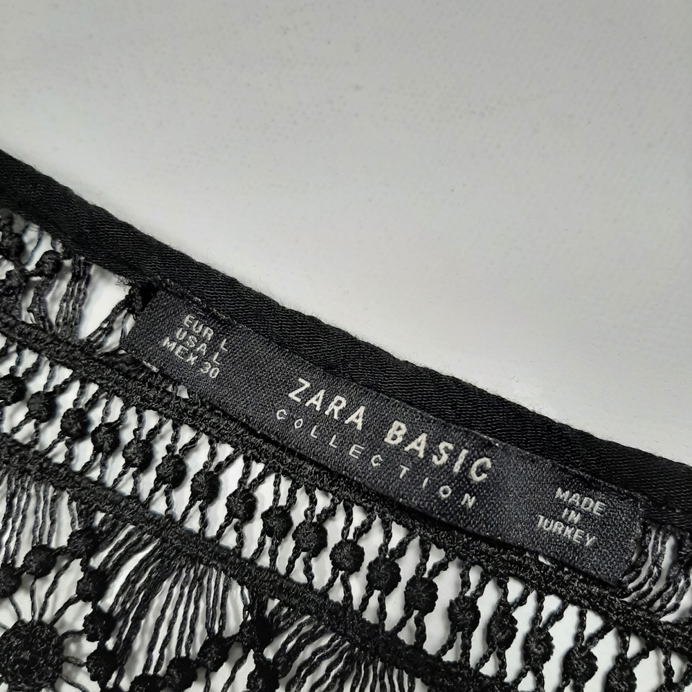 Zara Basic Collection Black Sheer Embroidered Sli… - image 5
